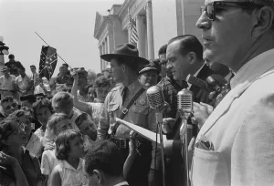 Segregationists Prints: Whites protesting the court ordered re-opening of the Little Rocks Central High School