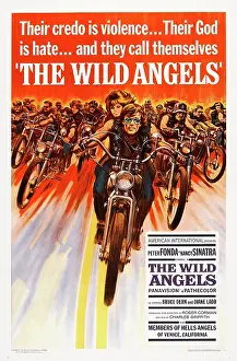 Motorcycle Prints: THE WILD ANGELS, US poster art, front: Peter Fonda, Nancy Sinatra, 1966