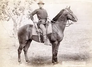 Images Dated 21st April 2008: Wild West. The Cavalier. The young soldier and his horse on duty at camp
