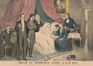 Granger Prints: William Henry Harrison on his deathbed a month after his inauguration, April 4, 1841