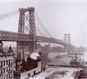 Harbors Prints: Williamsburg Bridge viewed from downtown Manhattan with Brooklyn in the distance