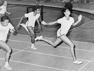 Rudolph Prints: Wilma Rudolph (1940-1994) at the finish line during 50 yard dash at track meet in Madison Square Garden in 1961