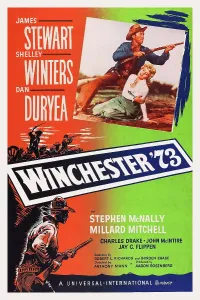 Winters Prints: WINCHESTER 73, poster art, from top: James Stewart, Shelley Winters, 1950