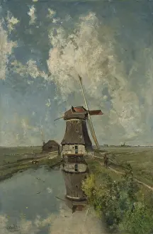 Spring Prints: A Windmill on a Polder Waterway