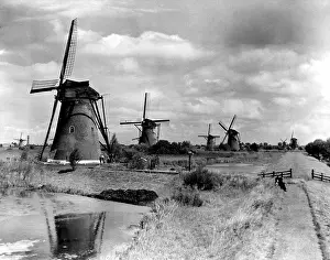 Windmill Prints: Windmill Row near Rotterdam, Holland
