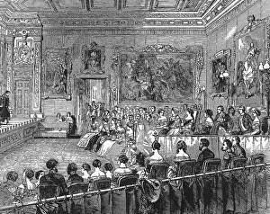 Theaters Prints: Windsor Castle. A theater performance sponsored by Queen Victoria