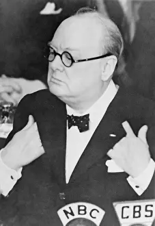 Speeches Prints: Winston Churchill (1874-1965), during a speech to the U