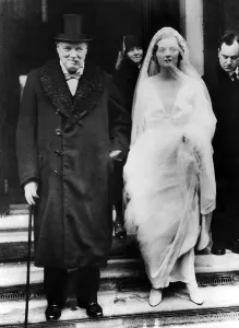 Wedding Dress Prints: Winston Churchill escorts his daughter