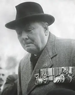 Lcgr1501 Prints: Winston Churchill wearing his military medals. Ca. 1945 - (BSLOC_2014_17_47)