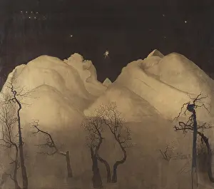 Stars Prints: Winter Night in the Mountains. Study