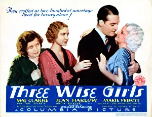 Harlow Prints: THREE WISE GIRLS, US lobbycard, Marie Prevost, Mae Clarke, Walter Byron, Jean Harlow, 1932