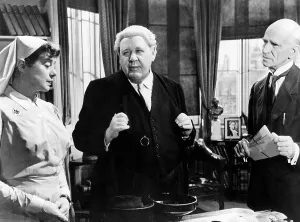 Laughton Prints: WITNESS FOR THE PROSECUTION, from left, Elsa Lanchester, Charles Laughton, Ian Wolfe, 1957