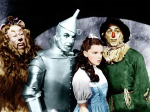 Haley Prints: THE WIZARD OF OZ, from left: Bert Lahr, Jack Haley, Judy Garland, Ray Bolger, 1939