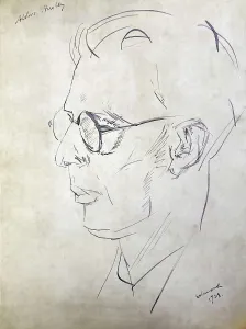 WOLMARK, Alfred Aaron (1877-1961). Aldous Huxley. 1928. Portrait. Bust. Post-Impressionism. Drawing. UNITED KINGDOM. London. National Portrait Gallery