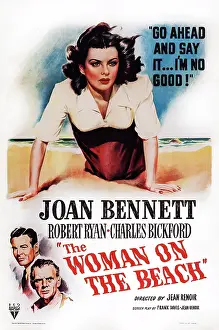 Films By Jean Renoir Prints: THE WOMAN ON THE BEACH, US poster art, Joan Bennett, Robert Ryan, Charles Bickford, 1947