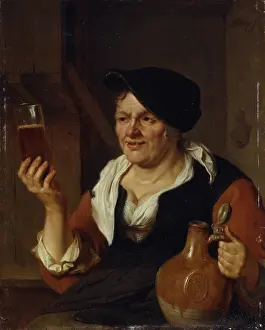 Drinking Prints: Woman Drinking some Beer, by Ary de Vois