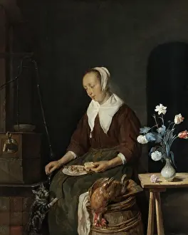 Carnation Prints: Woman Eating, by Gabriel Metsu