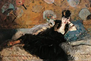 Pillow Prints: Woman with Fans (Nina de Callias)