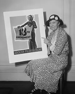 Advocacy Prints: Woman holding a 1931 poster Abolish Prohibition! In 1933 state conventions ratified the Twenty-first Amendment