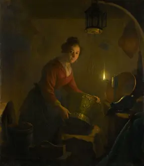 Labor Prints: A Woman in a Kitchen by Candlelight