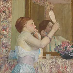Beads Prints: WOMAN WITH A MIRROR, by Frederick Carl Frieseke
