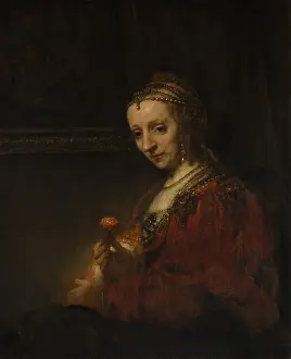 Carnation Prints: WOMAN IN PINK, by Rembrandt, 1660-69