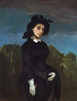 Gustave Prints: WOMAN IN A RIDING HABIT, by Gustave Courbet, 1856, French painting, oil on canvas