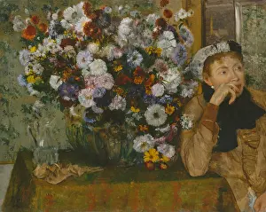 Bouquet Prints: A Woman Seated beside a Vase of Flowers