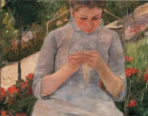 One Young Woman Only Prints: Woman sewing, by Mary Cassatt, 1880 - 1882 about