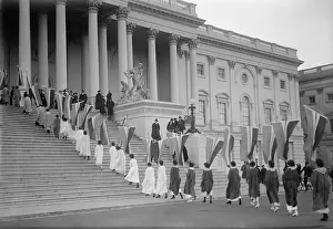19th Amendment Prints: Woman Suffrage demonstration with banners at the U
