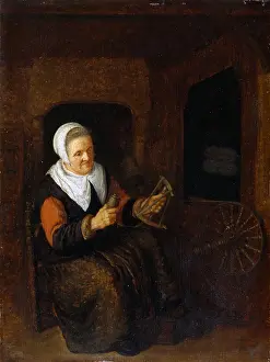 Wheel Prints: Woman with a Wool-winder, by Abraham de Pape