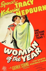 Carrying Prints: WOMAN OF THE YEAR, (poster art), Spencer Tracy, Katharine Hepburn, 1942
