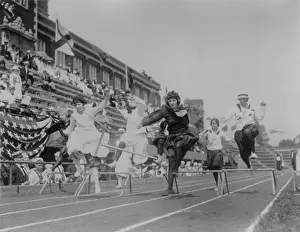 Bloomers Prints: Women competing in low hurdle race, Washington, D.C. Ca. 1925. (BSLOC_2015_17_168)