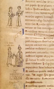 Line Prints: Two Women from Genoa Receiving Offers and Pope Lucio Receiving a Pound of Gold by Genoese People