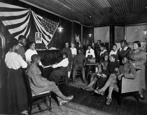 December Prints: Women honoring African American men about to leave for basic training camp