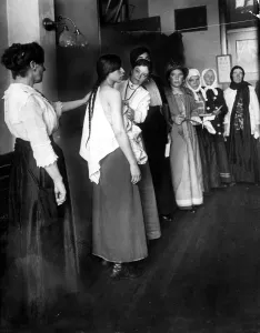 Ellis Island Prints: Women immigrants undergoing a physical examination at Ellis Island