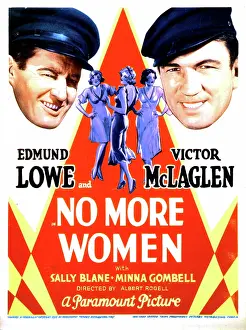 Lowe Prints: NO MORE WOMEN, left: Edmund Lowe, right: Victor McLaglen on midget window card, 1934