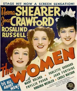 Shearer Prints: THE WOMEN, from left: Joan Crawford, Norma Shearer, Rosalind Russell, window card, 1939