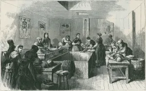 Physicians Prints: Women medical students dissecting cadavers at the Medicine College for Women in 1870