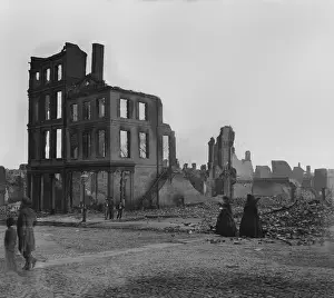 Street Prints: Two women in mourning dress walk among the ruins in Richmond