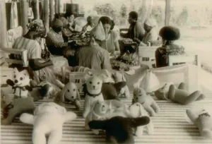Toys Prints: Women residents making stuffed animals