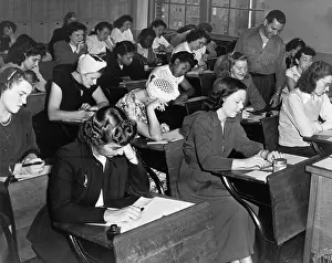 Tests Prints: Women taking the qualifying exam for the New York City police force