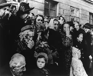Prague Prints: Women weeping at time of Communist coup d'etat in Prague by supported by USSR in February 1948