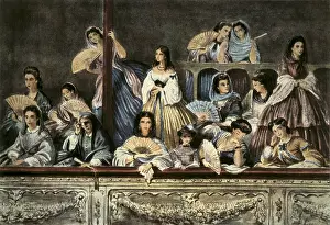 Watercolour Prints: Women's seats in Colon Theatre in Buenos Aires