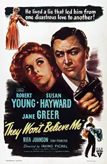 Images Dated 8th April 2015: THEY WON'T BELIEVE ME, l-r: Susan Hayward, Robert Young on poster art, 1947