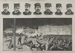 Chicago Prints: Wood engraving illustrating Chicago Police action after the Haymarket Bombing