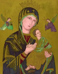 Images Dated 16th August 2007: Woodcut of the Virgin Mary, titled: S. Maria de Perpetuo Succursu, circa 1850