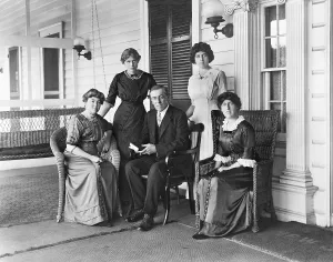 November Prints: Woodrow Wilson with his first wife Ellen Louise Axson 1860-1914 and his three daughters L to R Jessie Eleanor