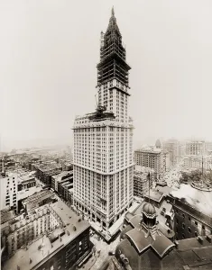 Financial District Prints: Woolworth Building during the last stages of exterior construction