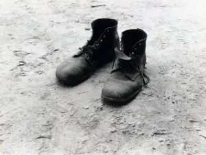 Images Dated 4th February 2009: The work boots of Foyd Burroughs